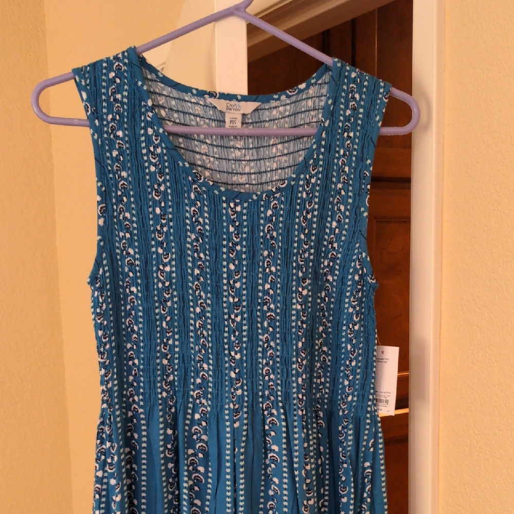 Croft & Barrow Teal Floral Sleeveless Top